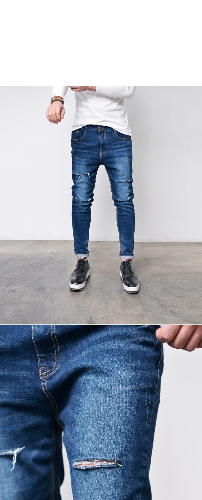 Bottoms :: Jeans :: Destroy Knife Cut Slim Baggy-Jeans 281 - GUYLOOK