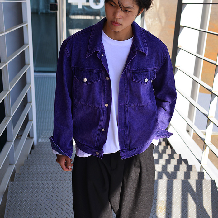 mens purple jean jacket
