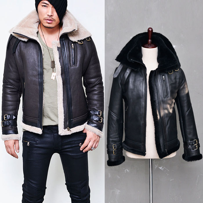 Belted Double Collar Full Sheepskin Shearling-Leather 66