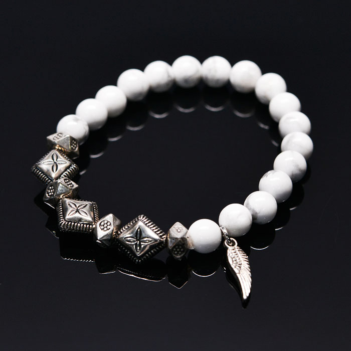 Angel Wing Hawlite Gemstone Beads-Bracelet 278
