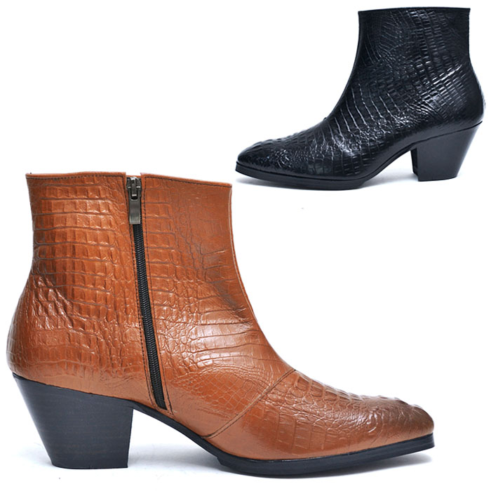 7cm Heel Crocodile Leather Ankle Boots-Shoes 511