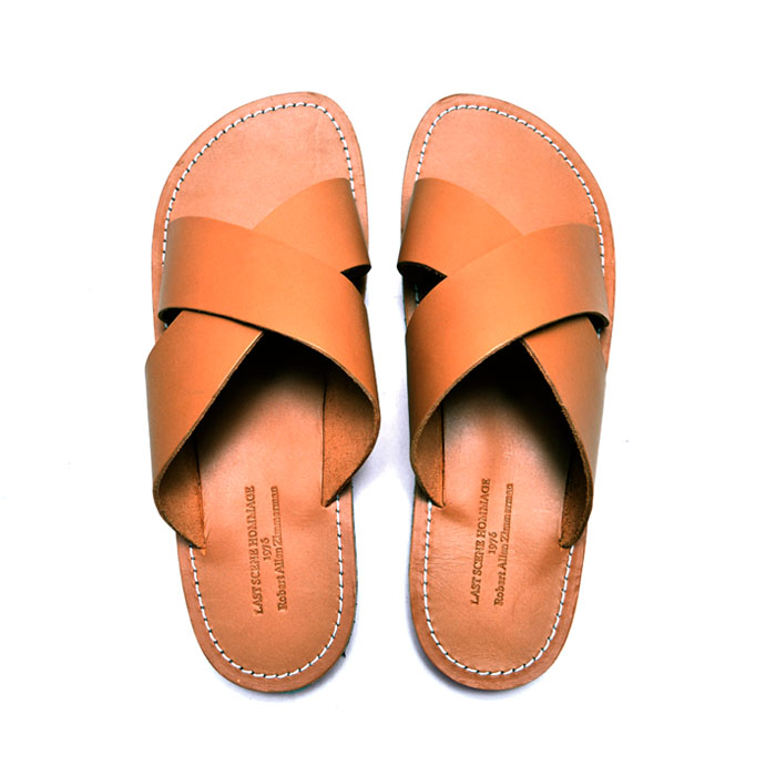 X Strap Whole Leather Sandals-Shoes 744