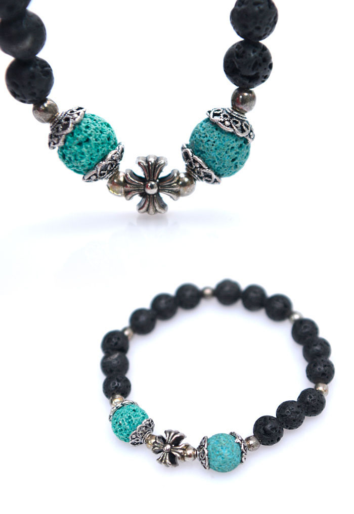 Accessories :: Bracelets :: Real Volcano Stone Mix Beads-Bracelet 292