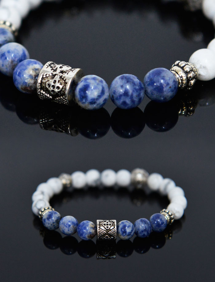 Accessories :: Bracelets :: Sodalite & Hawlite Beads-Bracelet 398