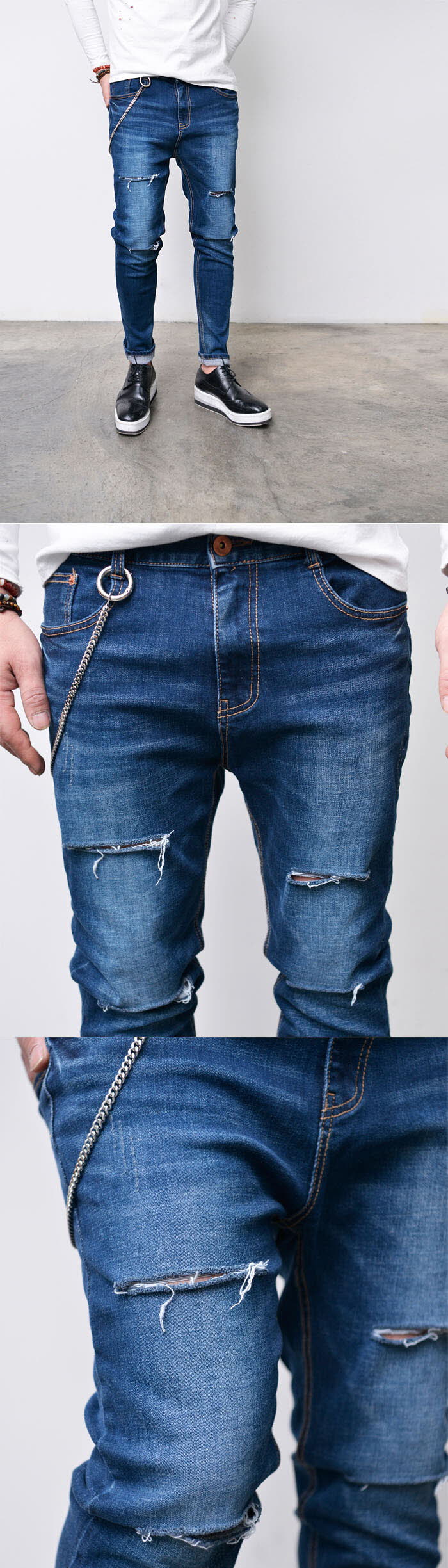 Bottoms :: Jeans :: Destroy Knife Cut Slim Baggy-Jeans 281 - GUYLOOK ...