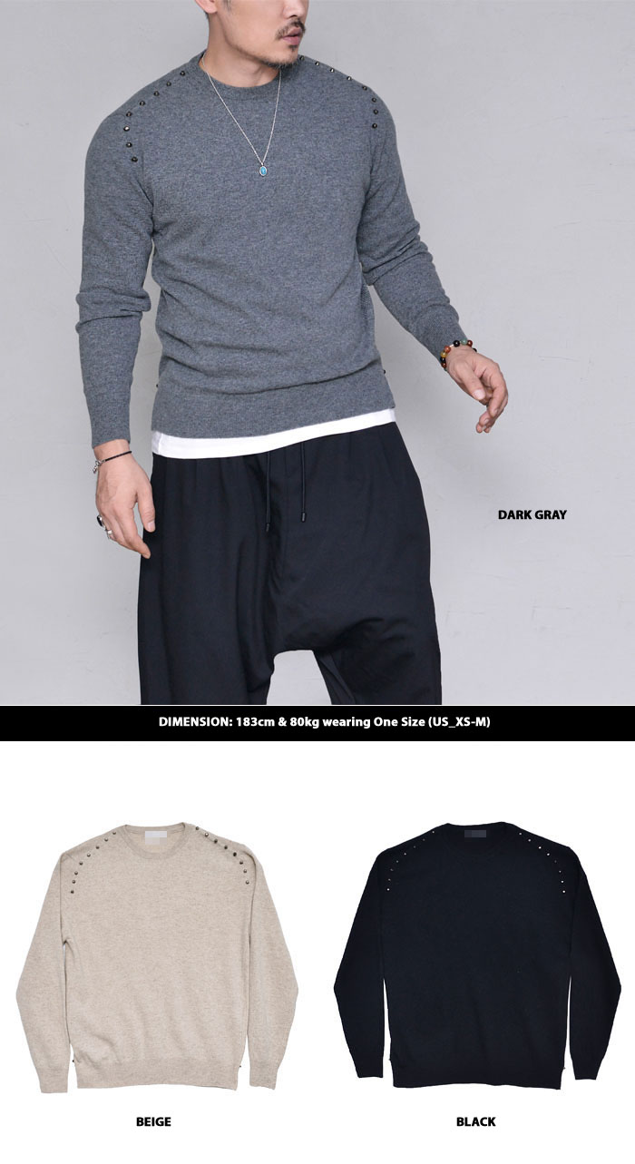 Tops :: Knits :: Cashmere Wool Stud Sweater-Knit 226 - GUYLOOK Men's ...