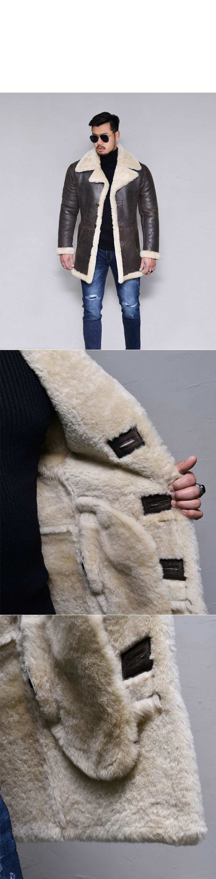 Outerwear :: Leather Jackets :: Shearling Lambskin Half Coat-Leather 154