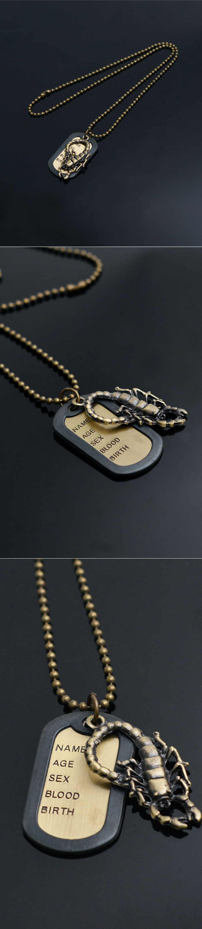 Accessories :: Necklaces :: Gold Pendant Dogtag Ball Chain-Necklace 216
