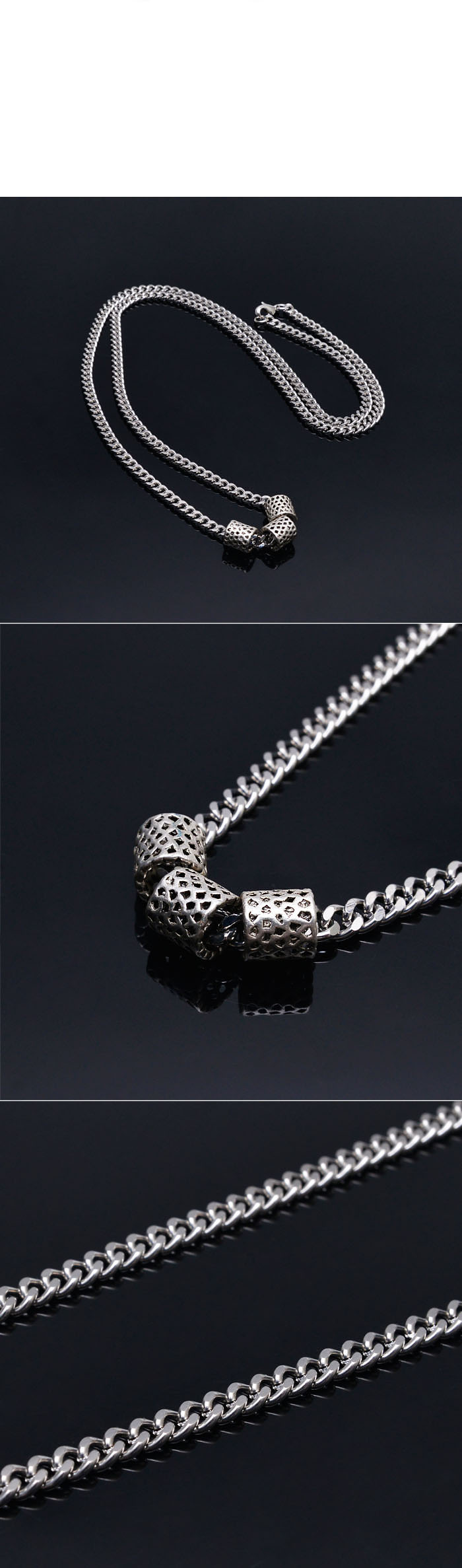 Accessories :: Necklaces :: Dark Edge Long 3pc Set Cross Chain-Necklace 231