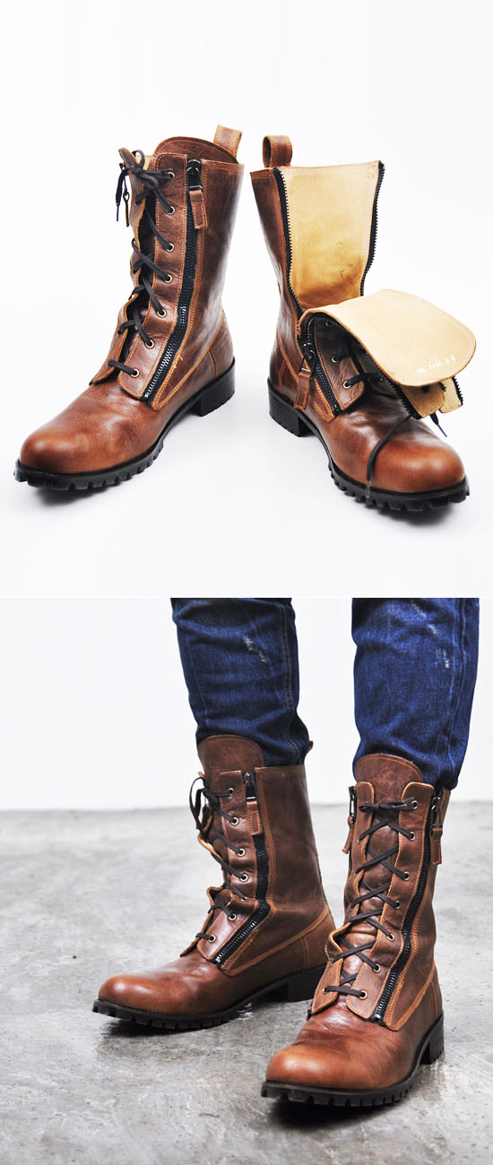 Shoes :: Runway Zippered Vintage Brown Raven Boots-Shoes 142 - GUYLOOK ...