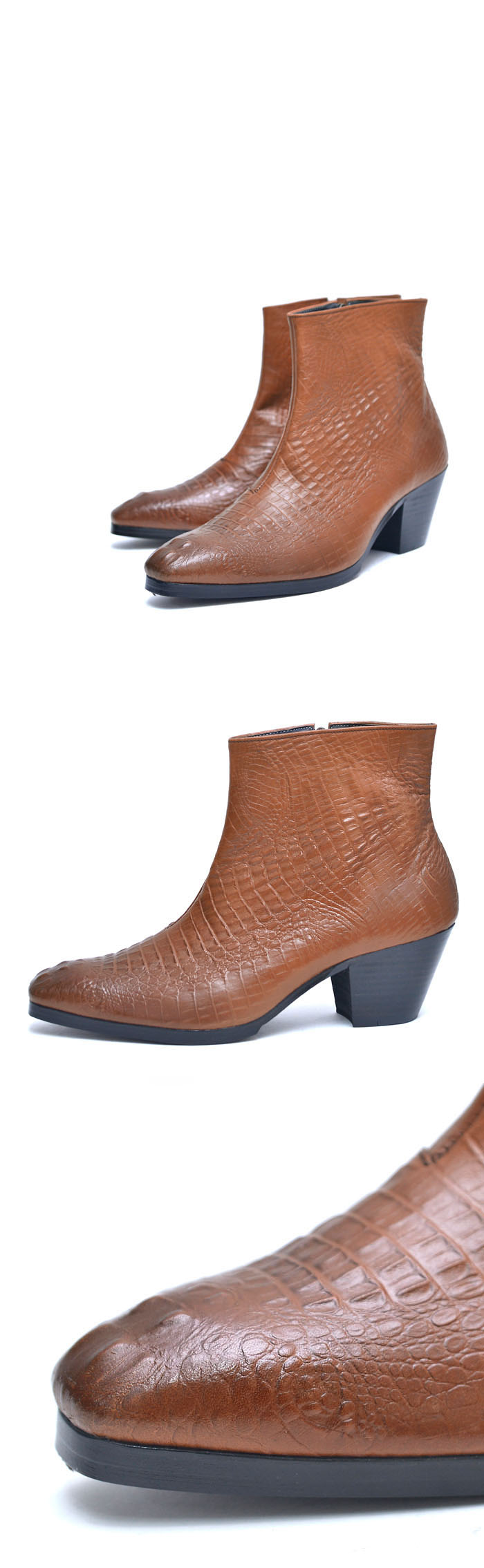 Shoes :: 7cm Heel Crocodile Leather Ankle Boots-Shoes 511