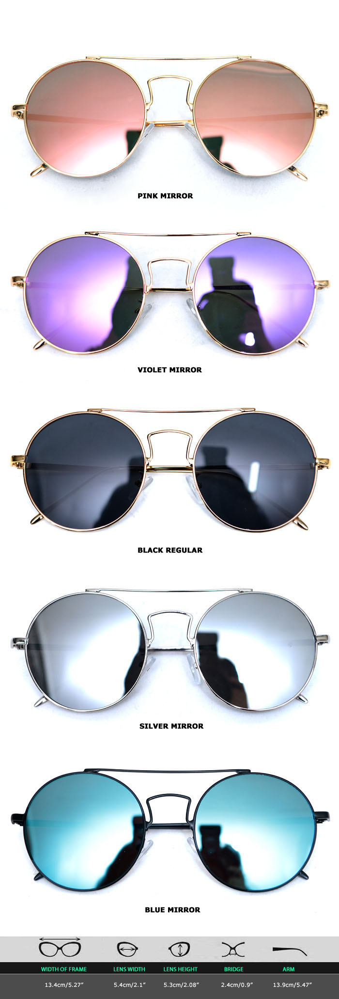 Round Oversized Mirror Sunglasses Women