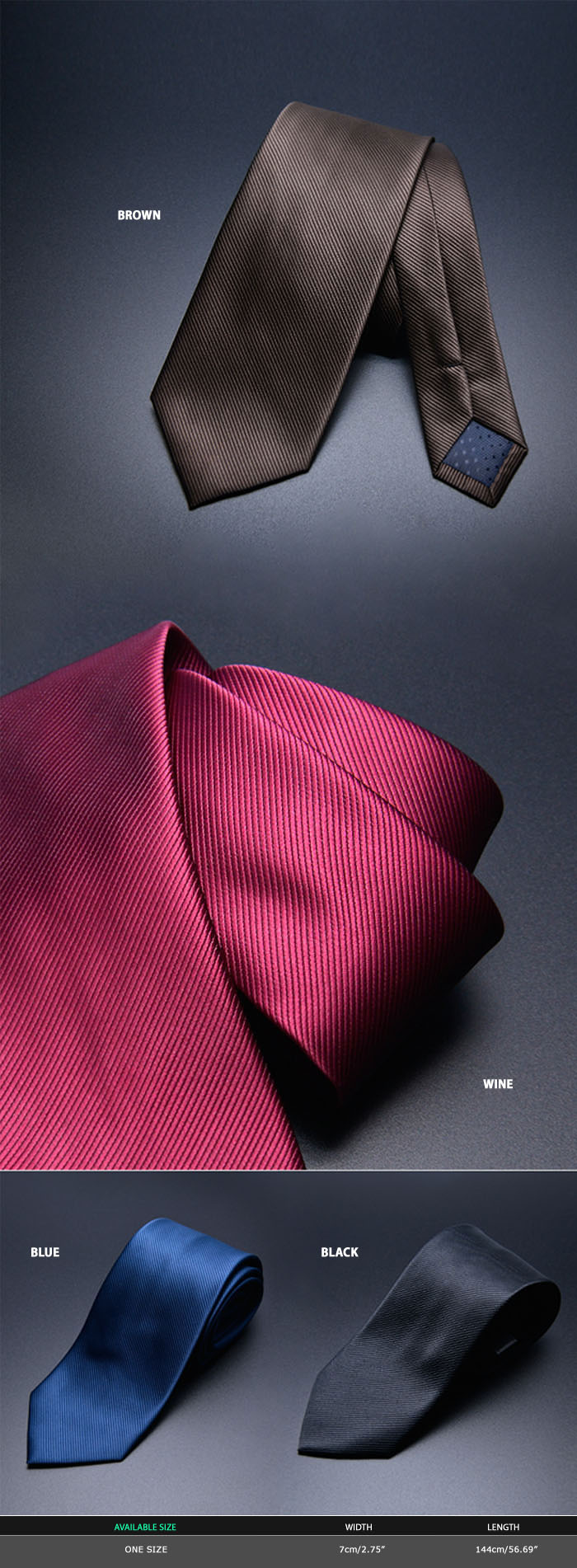 Accessories :: Ties :: Basic Ribbed Silket Dress Tie-Tie 52