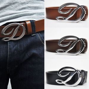Big D Buckle Leather Belt-Belt 38