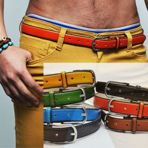 Vivid Color Volume Trim Leather Belt-Belt 74