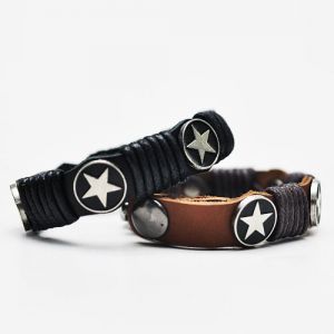 Funky Star Accent Leather Cuff-Bracelet 80