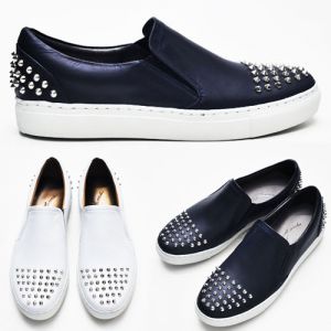 Edge Pointy Stud Cowhide Slip-on-Shoes 175