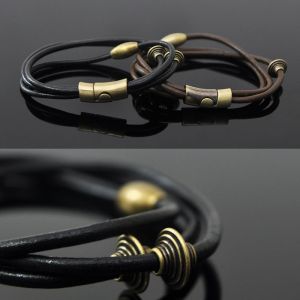Spaceship Charm Triple Leather Coil Magnetic-Bracelet 147