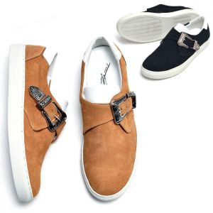Anqiue Buckle Suede Monk Sneakers-Shoes 456