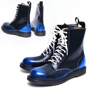 Blue Gradation Runway Combat Boots-Shoes 498
