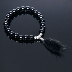 Faux Pearl Beads & Mink Fur-Bracelet 277