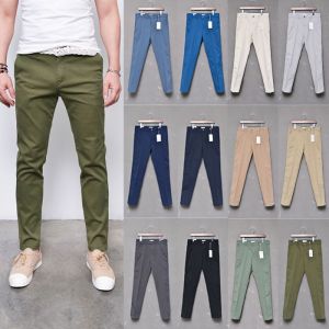 Pre Washed Basic Slim Span Khakis-Pants 218