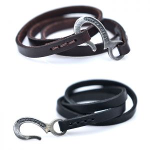 Triple Coil Hook Leather Cuff-Bracelet 341
