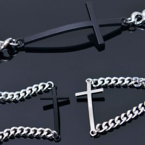 Bended Cross Chain Cuff-Bracelet 408