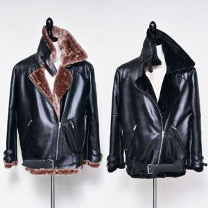 Loose Fit Belted Shearling Leather-Sale 33