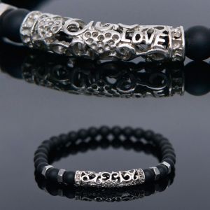 Onix Love Engraved Beads-Bracelet 421