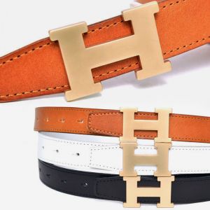 Unisex Matt Gold Leather-Belt 166