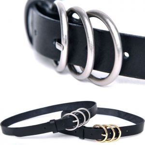 Unisex Triple O Ring Leather-Belt 167