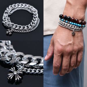 Mix Chain Flower Cuff-Bracelet 442