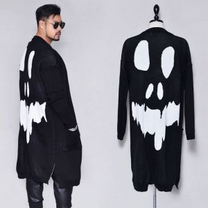 Loose Fit Big Skull Long-Cardigan 257
