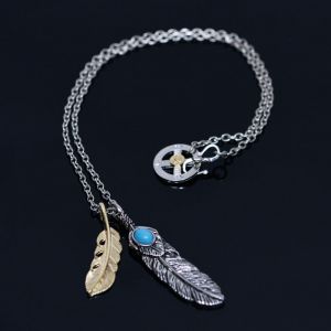 Double Feather Turquoise Chain-Necklace 362
