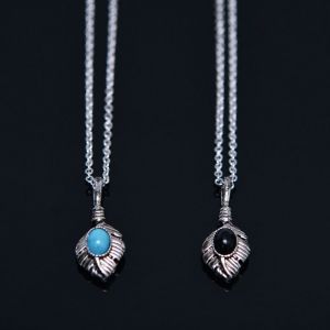 Gemstone Charm Leaf Necklace-Necklace 367