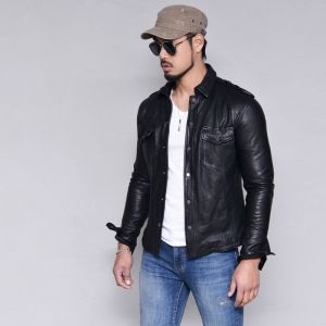 Wired Snug Fit Lambskin Shirt-Leather 169