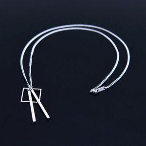 Square Double Stick Surgical Steel-Necklace 387