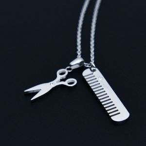 Scissors & Comb Steel-Necklace 390