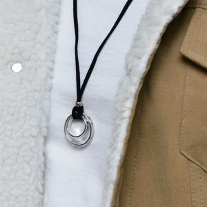 Double Steel Ring Long-Necklace 417