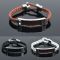 Square Metal Bar Braided Leather Cuff-Bracelet 234