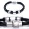 Magnetic Twined Leather Steel Cuff-Bracelet 336