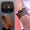 Multi Color Stud Leather Cuff-Bracelet 378